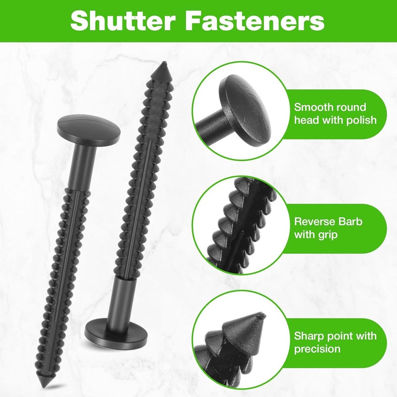 FAMIWIN 36 PCS Vinyl Shutter Fasteners Window Panel Peg Black, 3 Inch Outside Windows Schutters Lok Pin Pegs Screws Spikes Anchor - Image 3